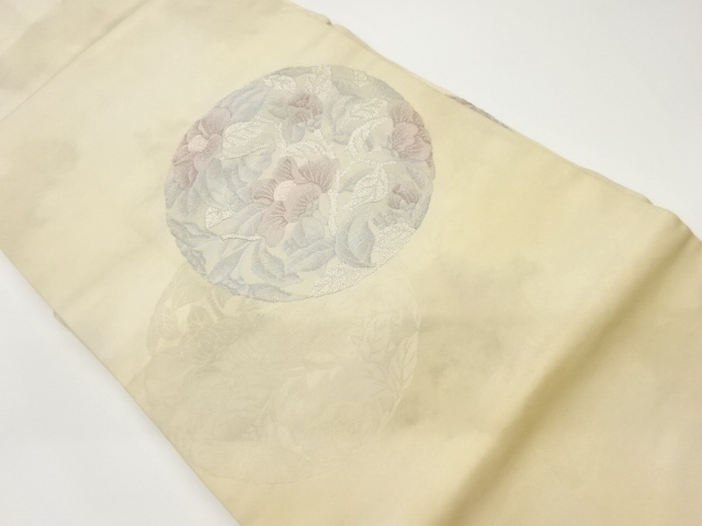 JAPANESE NAGOYA OBI / WOVEN CAMELLIA